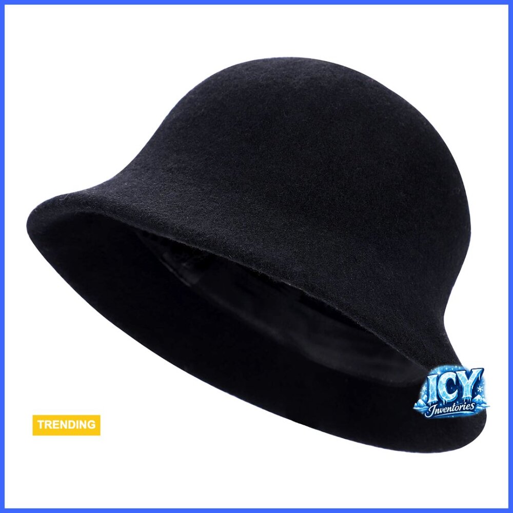 Faux Wool Felt Bucket Hat Winter Warm Foldable Adjustable Ladies Fedora